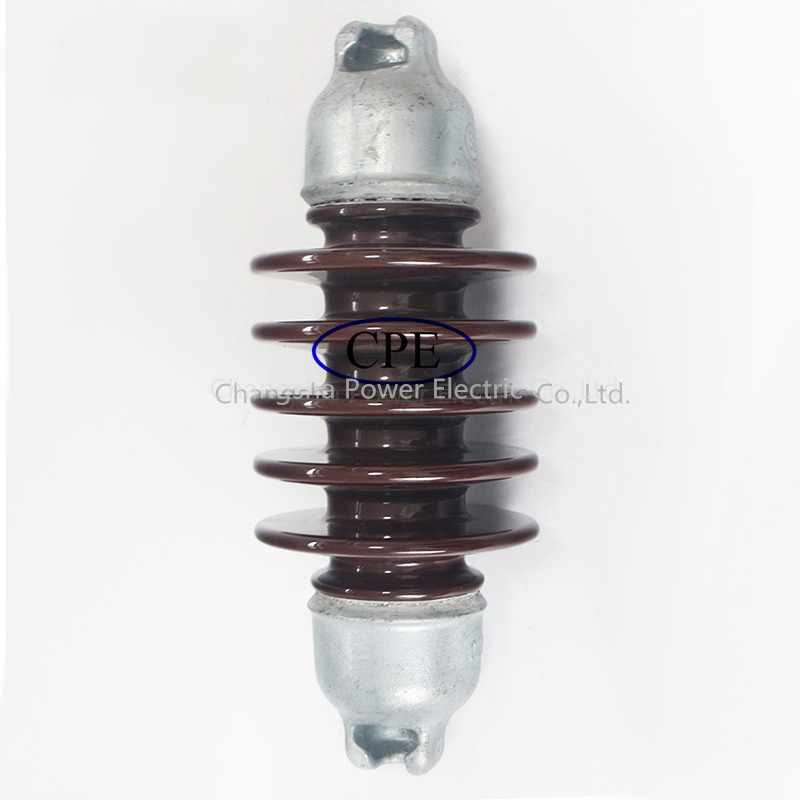 Linea ad alta tensione Rod Porcelain Suspension Insulator Brown lungo